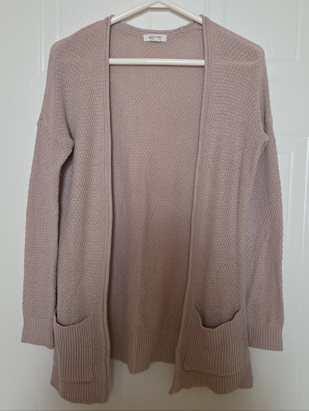 Garage Open-Front Knit Cardigan Sweater XS Mauve